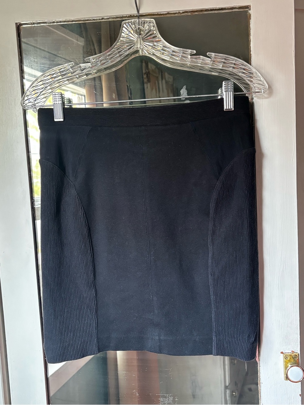 Madewell Black Rib-Panel Pencil Skirt (above knee)
